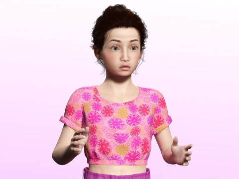 Sanaya -Realistic Girl Ready For Render and Animation kid 3D Модель