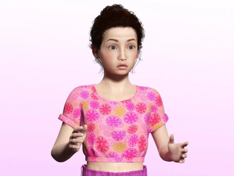 Sanaya -Gadis Realistis Siap Untuk Anak Render dan Animasi Model 3D