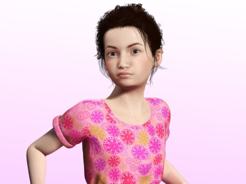 Sanaya -Realistic Girl Ready For Render and Animation kid 3D Модель