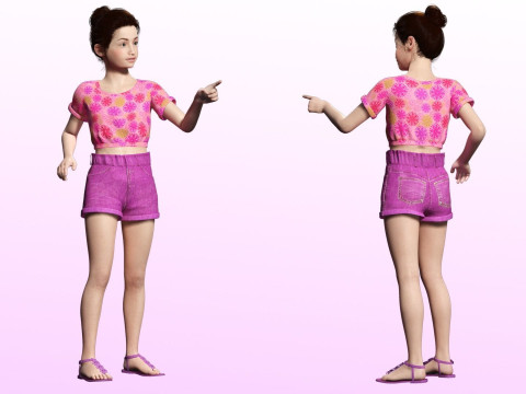 Sanaya -Realistic Girl Ready For Render and Animation kid 3D Модель