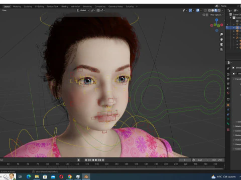 Sanaya -Gadis Realistis Siap Untuk Anak Render dan Animasi Model 3D