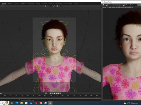 Sanaya -Gadis Realistis Siap Untuk Anak Render dan Animasi Model 3D