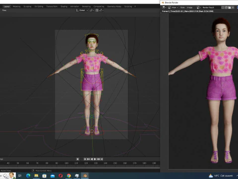 Sanaya -Gadis Realistis Siap Untuk Anak Render dan Animasi Model 3D