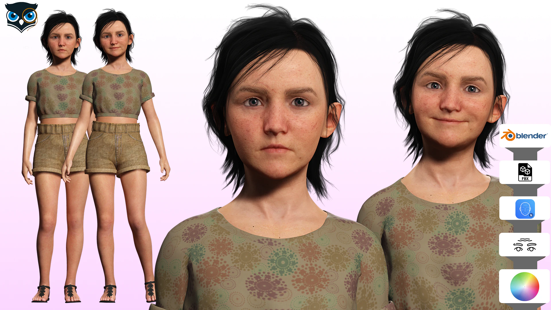 Charlotte - Realistic Survival girl Apocalypse kids 3D Model .c4d .max .obj .3ds .fbx .stl .blend 