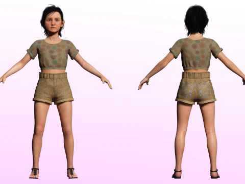 Charlotte - Realistic Survival girl Apocalypse kids 3D Model
