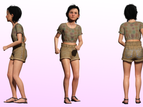 Charlotte - Realistic Survival girl Apocalypse kids Modelo 3D