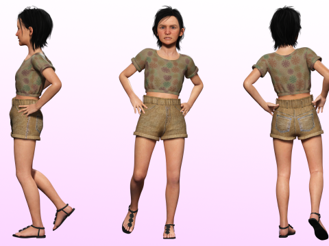 Charlotte - Realistic Survival girl Apocalypse kids Modelo 3D