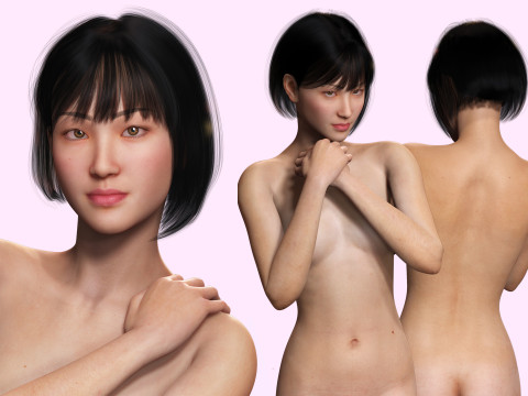 Asian Woman Base Shape Clean Modèle 3D