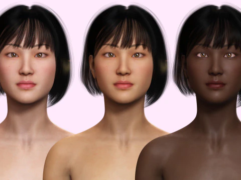 Asian Woman Base Shape Clean 3D Model