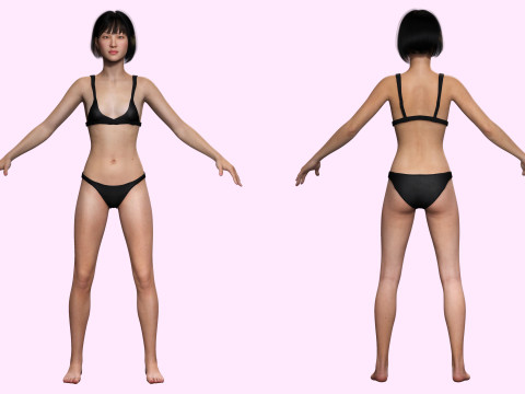 Asian Woman Base Shape Clean 3D Model