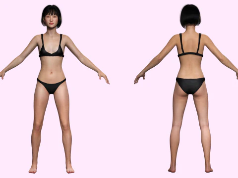 Asian Woman Base Shape Clean 3D Model