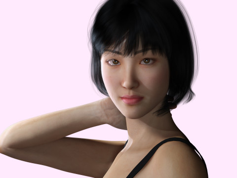Asian Woman Base Shape Clean 3D Model