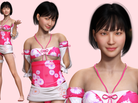 Noi - Pink Paradise Asian Beach Beauty 3D Model
