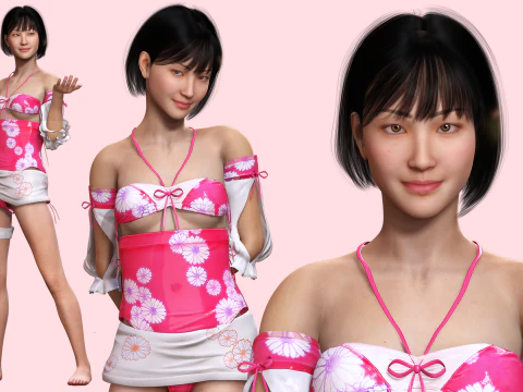 Noi - Pink Paradise Asian Beach Beauty 3D Модель