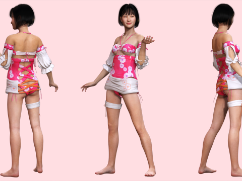 Noi - Pink Paradise Asian Beach Beauty 3D Модель