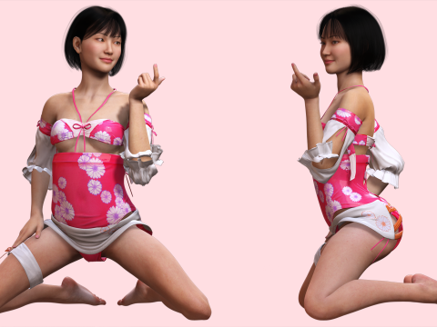 Noi - Pink Paradise Asian Beach Beauty 3D Модель
