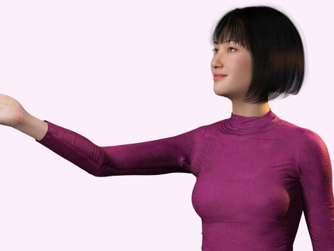 Noi - Kecantikan Asia Musim Gugur yang Cantik Dalam Warna Ungu Dan Coklat Model 3D