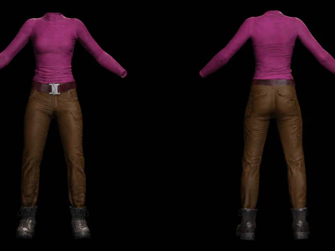 Noi - Autumn Chic Asian Bueauty In Purple And Brown 3D Model