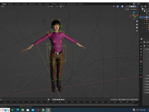 Noi - Kecantikan Asia Musim Gugur yang Cantik Dalam Warna Ungu Dan Coklat Model 3D