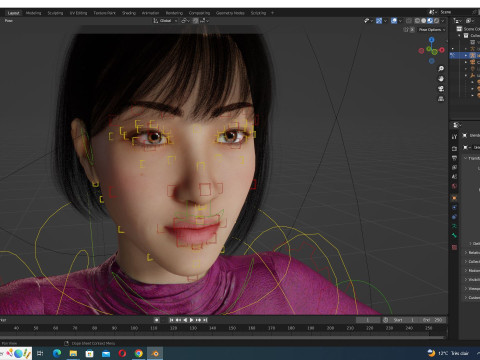 Noi - Kecantikan Asia Musim Gugur yang Cantik Dalam Warna Ungu Dan Coklat Model 3D