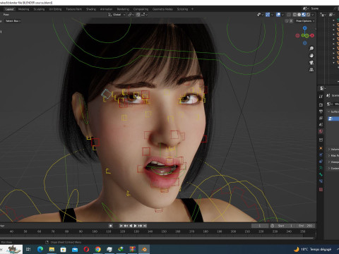 Noi - Kecantikan Asia Musim Gugur yang Cantik Dalam Warna Ungu Dan Coklat Model 3D