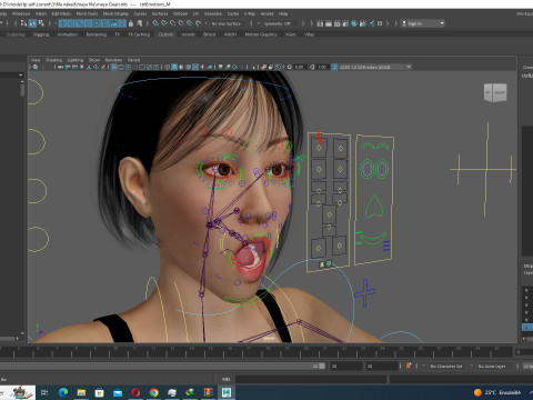 Noi - Kecantikan Asia Musim Gugur yang Cantik Dalam Warna Ungu Dan Coklat Model 3D