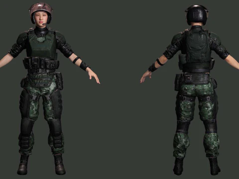 Noi - Asian Strength in Military Attire 3D Model