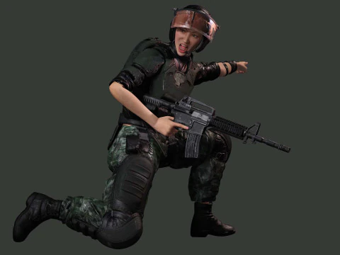 Noi - Asian Strength in Military Attire 3D Model