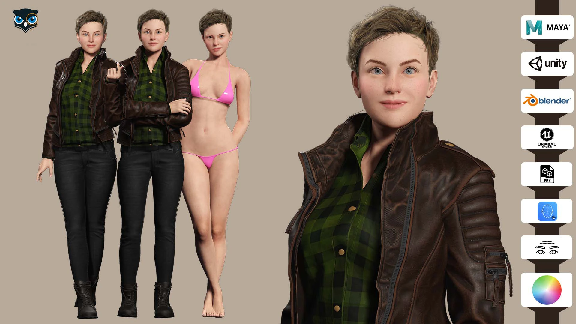 Amelia - Sleuth chic 3D Model .c4d .max .obj .3ds .fbx .stl .blend 