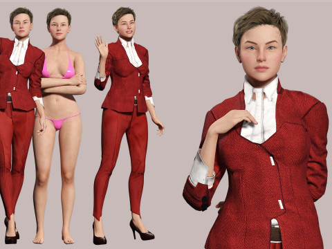 Amelia - Chic Blend Red And white 3D Модель