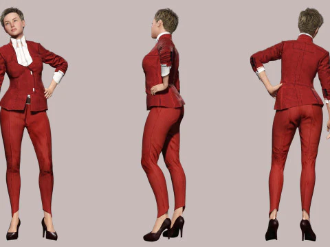 Amelia - Chic Blend Red And white 3D Model