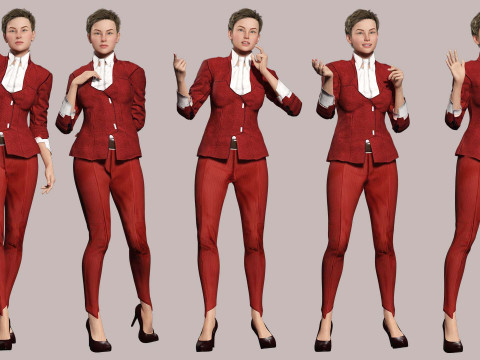 Amelia - Chic Blend Red And white 3D-Modell