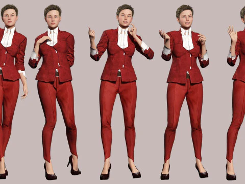 Amelia - Chic Blend Red And white 3D Model