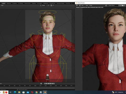 Amelia - Chic Blend Red And white 3D Model