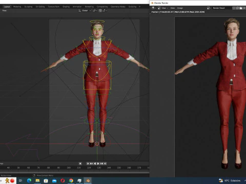 Amelia - Chic Blend Red And white 3D Model