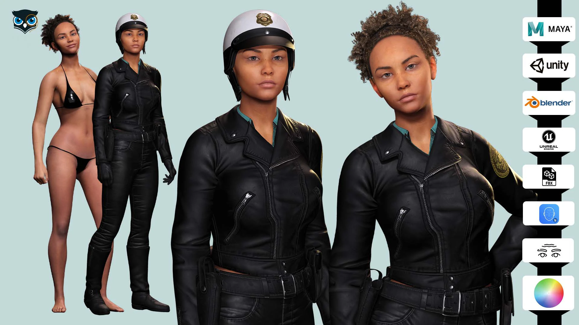 Kalii - Police Attire 3D Model .c4d .max .obj .3ds .fbx .stl .blend