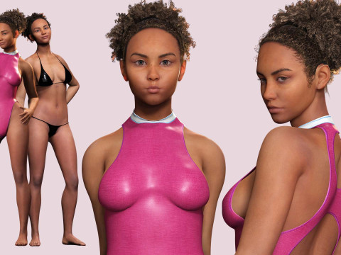 Kali - Pink Bikini Splash 3Dモデル