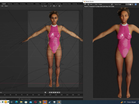 Kali - Pink Bikini Splash 3D Model