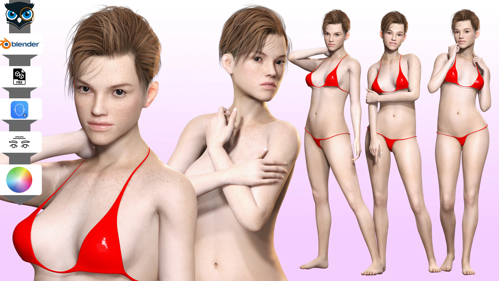 Ava - Realistic Woman Prefect Base Shape 3D Model .c4d .max .obj .3ds .fbx .stl .blend 