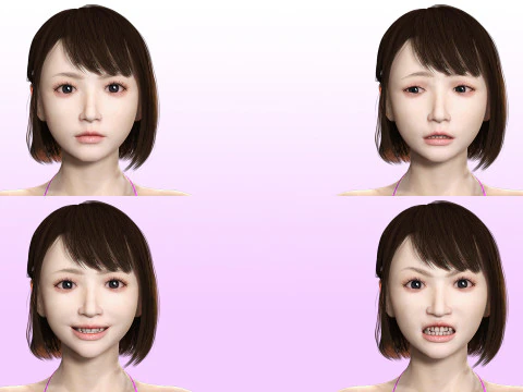 Rin - Fille asiatique r&eacute;aliste Hd Modèle 3D