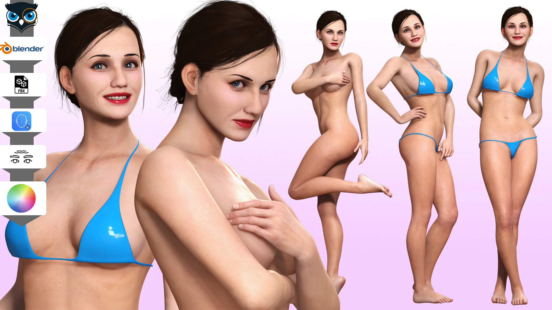 Farah -Realistic Middle Age Women 3D Model .c4d .max .obj .3ds .fbx .stl .blend 
