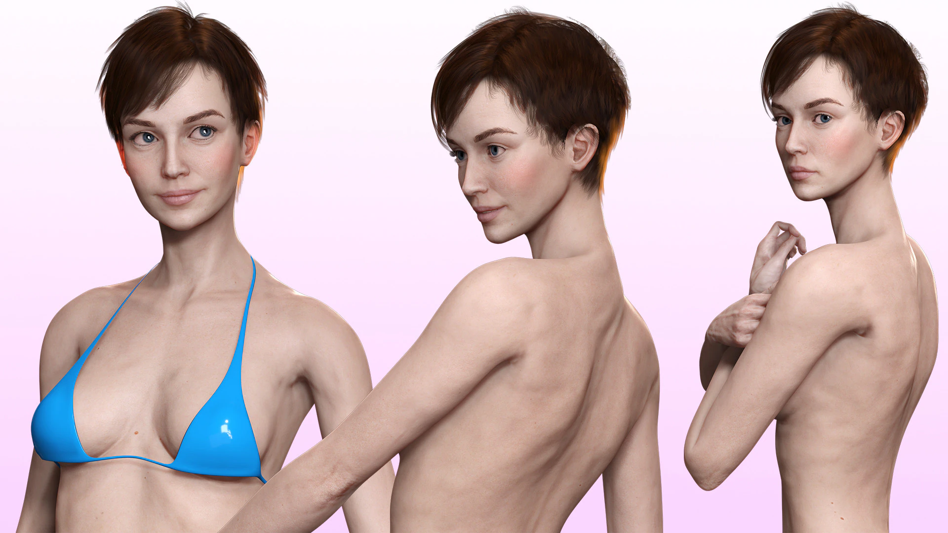 Mariya - Realistic Skinny Woman Base Mesh 3D Model .c4d .max .obj .3ds .fbx .stl .blend