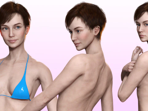 マリヤ - リアルなスキニーウーマンベースメッシュ 3Dモデル