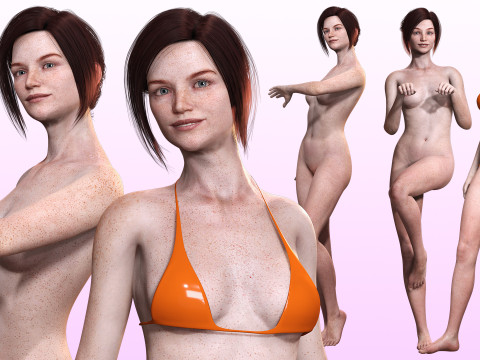 Arij - Realistic Red Head Woman Freckles 3D 模型