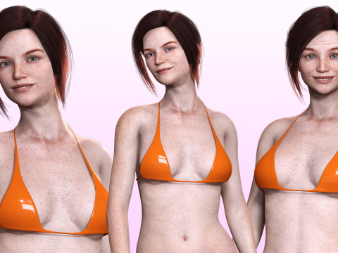 Arij - Realistic Red Head Woman Freckles Model 3D