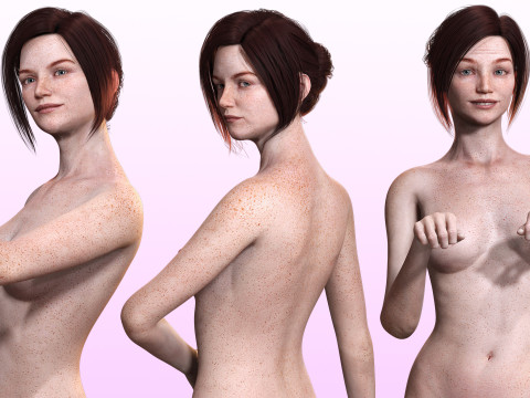 Arij - Realistic Red Head Woman Freckles Model 3D