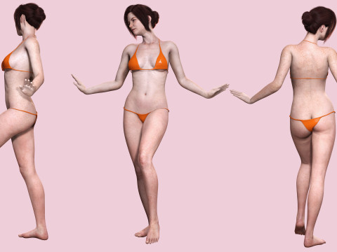 Arij - Realistic Red Head Woman Freckles Model 3D