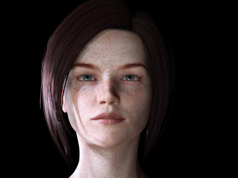 Arij - Realistic Red Head Woman Freckles Model 3D