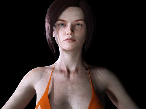 Arij - Realistic Red Head Woman Freckles Model 3D
