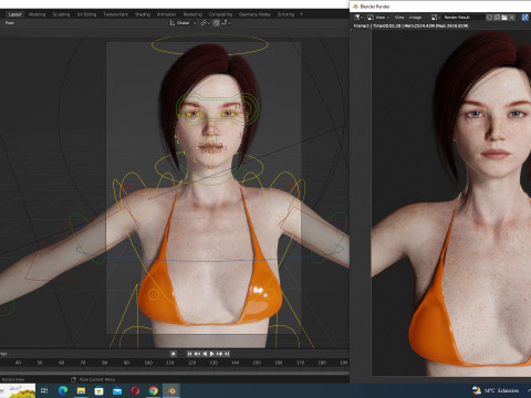 Arij - Realistic Red Head Woman Freckles Model 3D